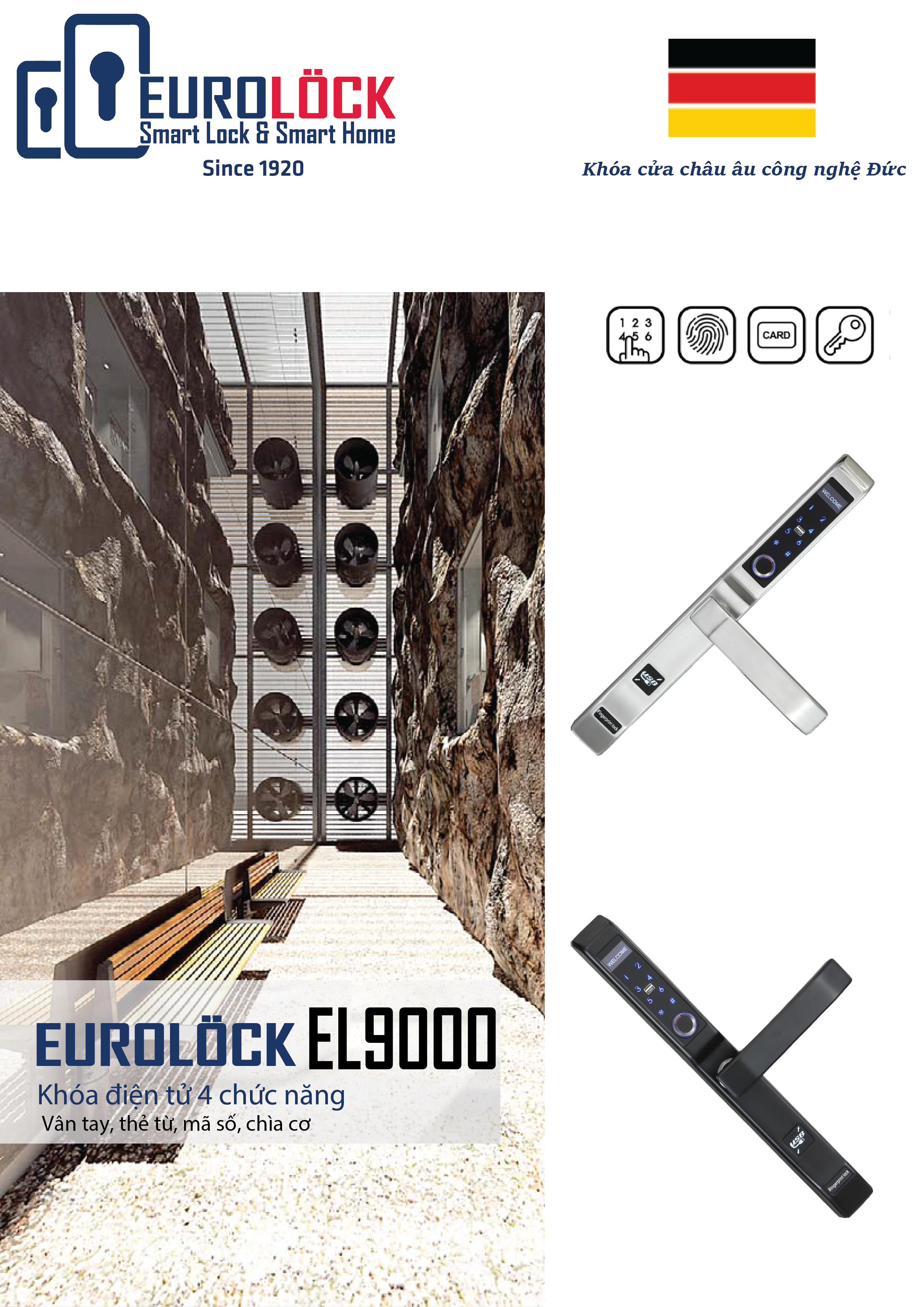 Khóa vân tay cửa nhôm EUROLOCK EL900-AL